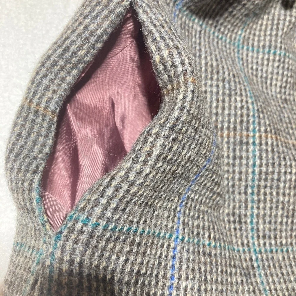 VTG F. Shay Sz 10 Pure Wool Plaid Pencil Gray plaid‎ Skirt Career Office Pockets